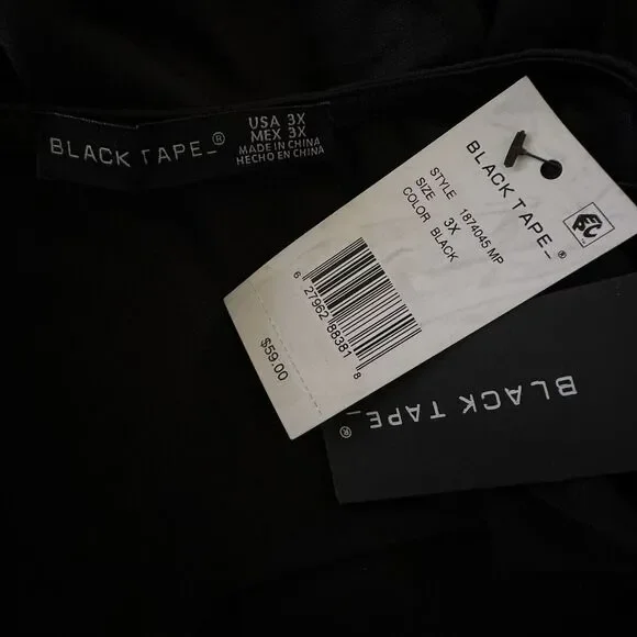 Black Tape 3X-Large Bodysuit Long Sleeves Surplice V-Neck Stretch Black New - Picture 5 of 7